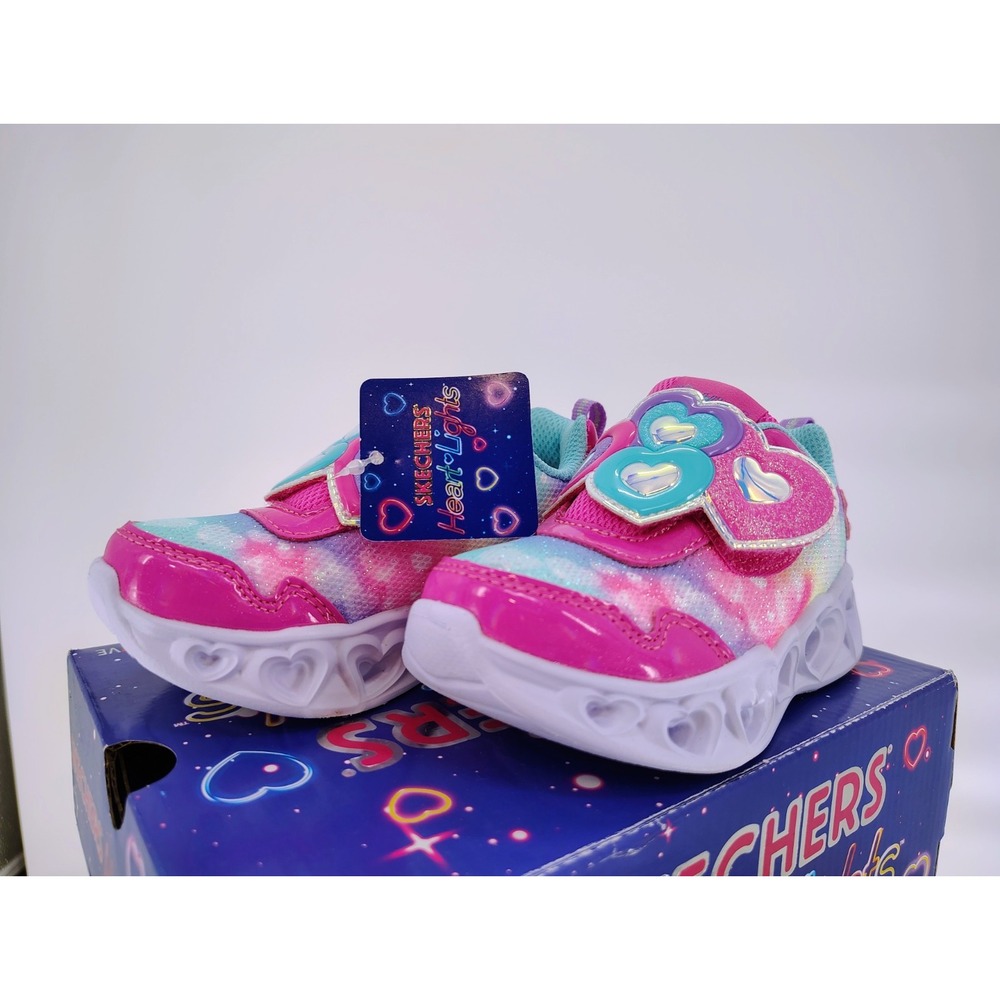 Sketcher Heart Light Up Pink Toddler Tennis Strap Closure Size 7